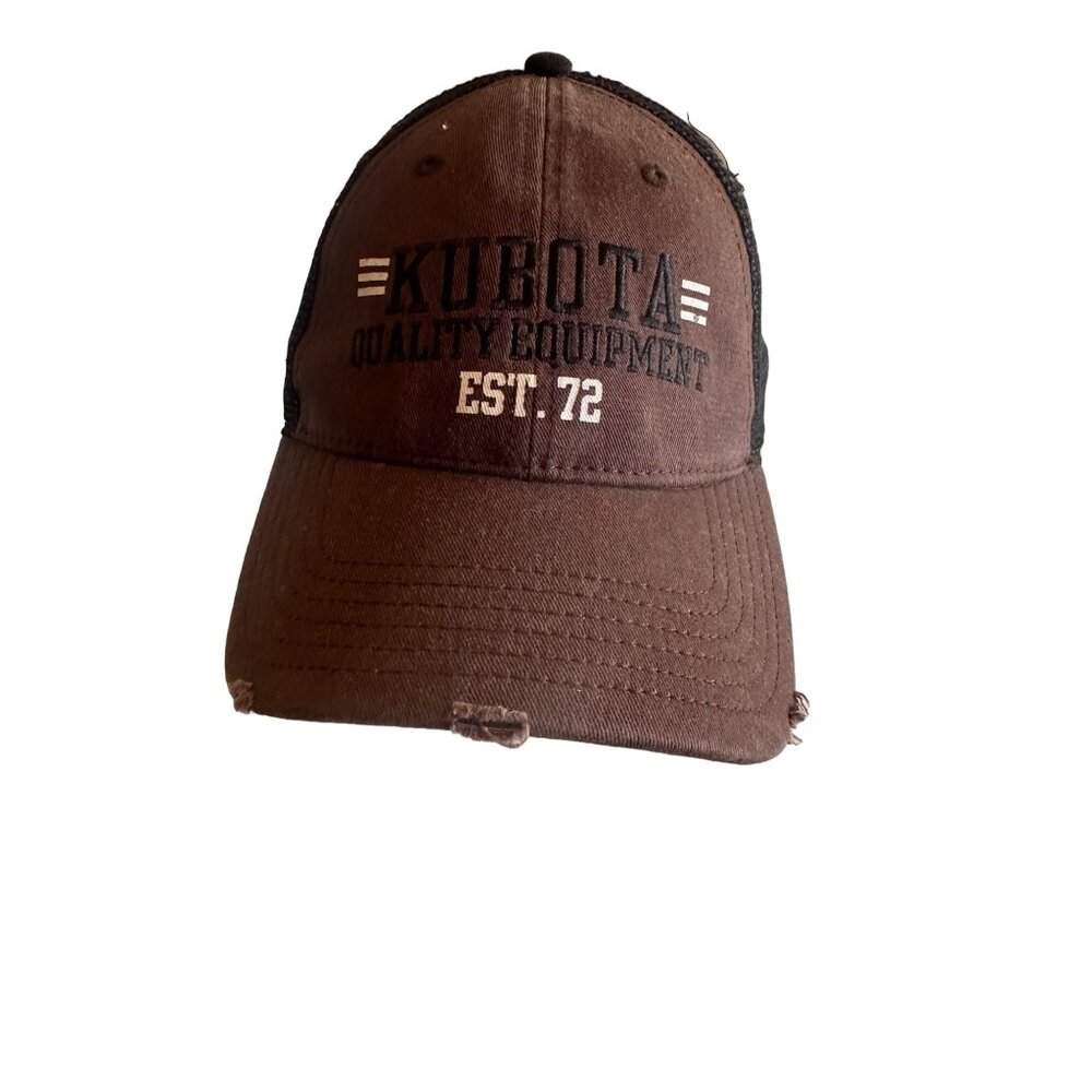 Kubota Brown Meshback Distressed Hat Cap Adjustable